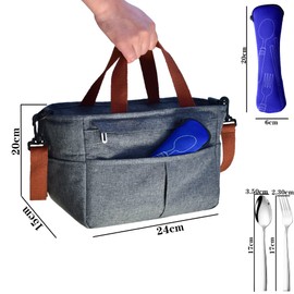 LUNALING Lunch Pack. Picnic Bags Insulated Bags Work/School/Adult/Student Lunch Bag (Blue)