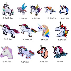 20 mixed iron-on / sew-on appliqué patches for adults, girls and boys for jeans with unicorns, smileys, stars and butterflies.