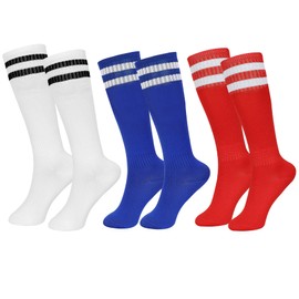 Zzxlw Boys Football Socks Kids Knee High Soccer Sports for Running Training & Matches – Elastic & Comfortable Athletic Team Socks 3 Pairs M 4-8 Years