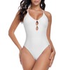 RELLECIGA Women's V Neck Cutout One Piece Swimsuit High Cut