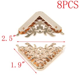 Mironey Gold Metal Bags Handbags Clip Edges Hollow Corner Protector Edge Safety Guard Fixed Decorative Buckle DIY Hardware Storage Bag and Accessories Pack of 8