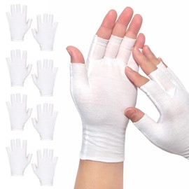 4 Pairs White Cotton Fingerless Gloves Moisturizing Night, Uv Sun Protection Gloves for Driving