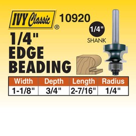 IVY Classic 10920 1/4-Inch Radius Edge Beading Carbide Router Bit with Ball Bearing, 1/4-Inch Shank, 1/Pouch