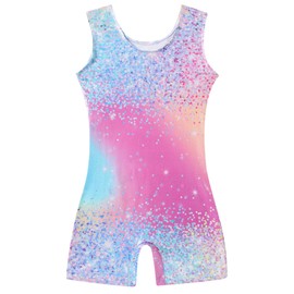 ALISISTER Gymnastics Leotards for Girls One Piece Outfits with Short Biketards Sparkly Tank Unitard Pink 3-4 Years