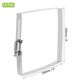 uxcell Rectangular Hose Clamps, 4" x 4" 304 Stainless Steel Square Duct Pipe Clamp for Ducting, Securing Hose, Cable and Bridge Project Application, Pack of 5