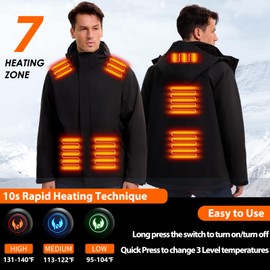 Unilove Heated Jacket for Men with 15000mAh Battery Pack,7 Heating Zones Electric Heated Coat for Men Hunting Outdoor（M）