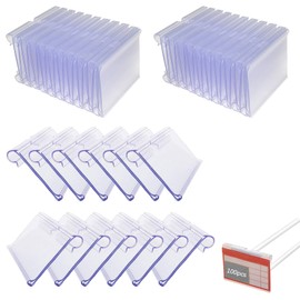 GZLCEU Pack of 100 Label Holders, PVC Price Label Holder, Transparent Plastic, Reusable for Large Shopping Malls, Supermarkets, Small Shops