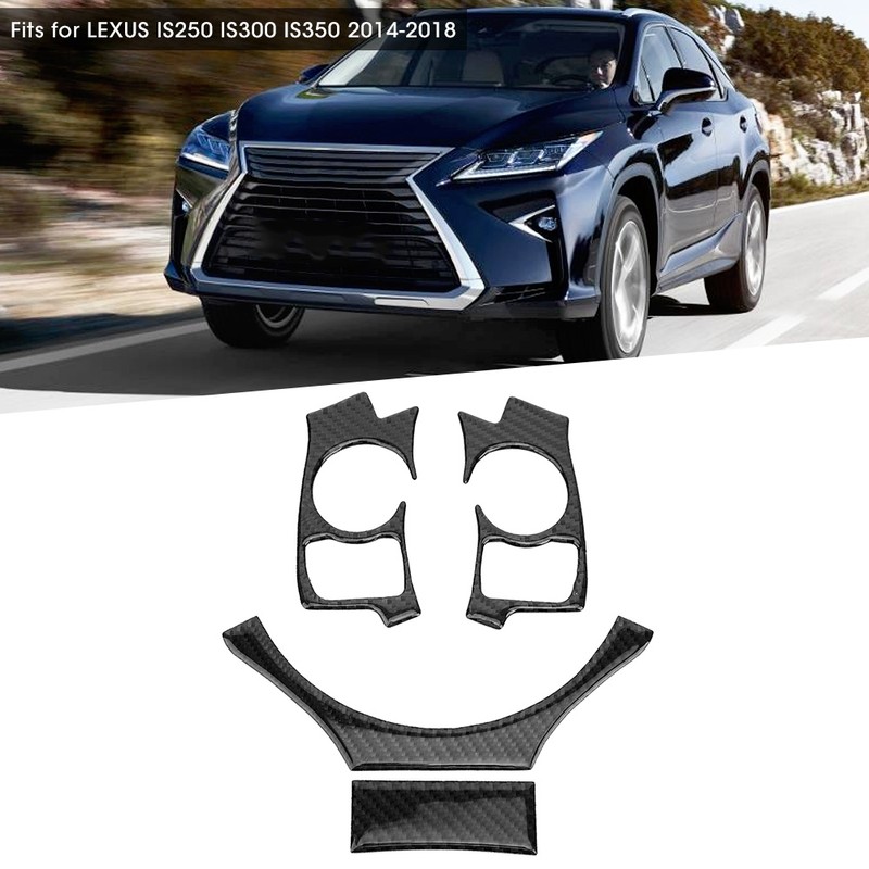 4Pcs/Set Carbon Fiber Steering Wheel Trim Cover Car Refitting Fits