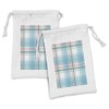 Ambesonne Checkered Fabric Pouch Set of 2, Pastel White Blue
