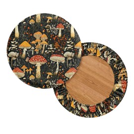 Jeiento Jeiento Cottagecore Wild Mushroom Stool Covers 2 Pack Round Removable Bar Stool Seat Covers with Elastic Band for Home Coffee Shop Restaurant Round Stool Protective Slipcover,12"-14"