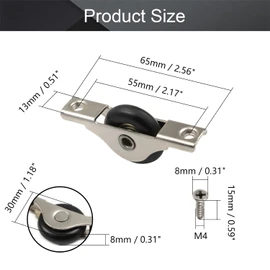 MroMax 2Pcs 29mm/1.14" Dia Screen Door Rollers Nylon Black Sliding Wheel Electroplating Sliding Wheel with Stainless Steel Shell for Garage Screen Door