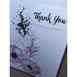 Stampin' Up! Card Set Of 4 Stampin Up Painted Poppies THANK YOU Berry Burst