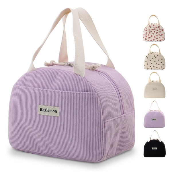 Baglemon Corduroy Lunch Bag with Cotton Webbing Handles - 6.65L