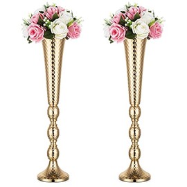 Nuptio 2 centros de mesa metálicos para boda, jarrón de 61 cm de alto, decoración para fiesta, cena, evento, hogar
