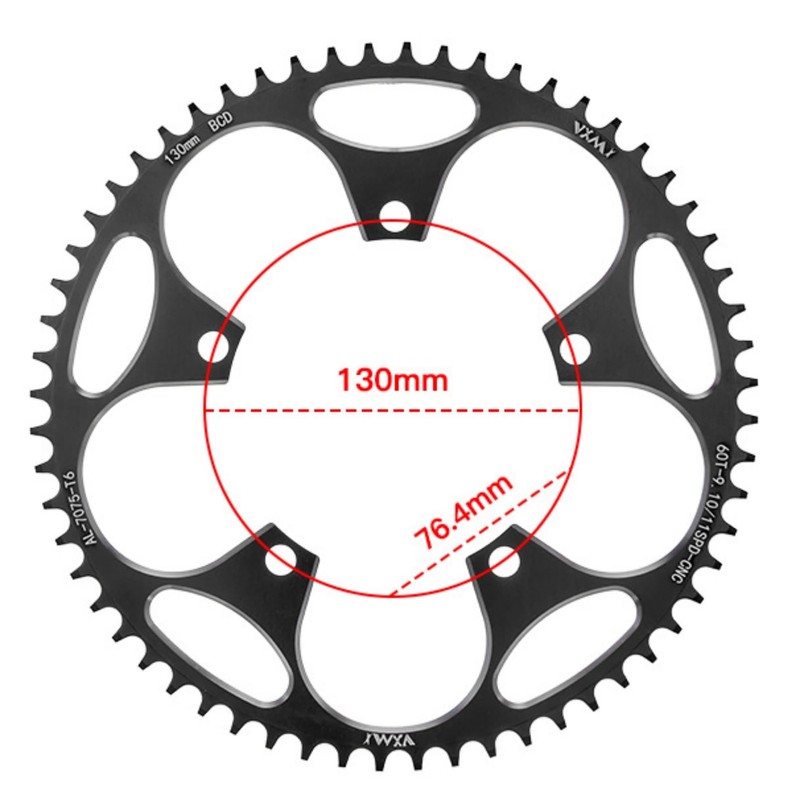 COZENTA Chainring Chainwheel Bicycle Aluminum (130BCD Black, Black, 38t)