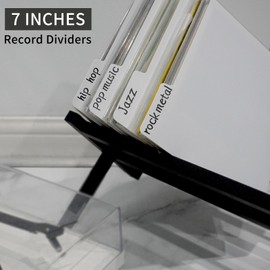 sdroceRyaM 10 x 7" White Vinyl Record Dividers Category Tabs Double Sided Plastic Dividers Vinyl Record Guides for EP Bookshelf Sorting and Storage