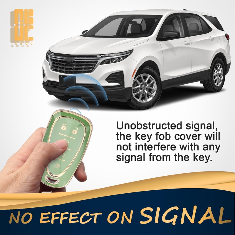 QBUC for Chevy Key Fob Cover with Keychain(Gold Trim Green)