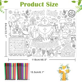 HOWAF First Holy Communion Giant Colouring Poster for Kids, Colouring Poster Paper for Kids & 24 Colouring Pens, Holy Communion Gifts for Girls Boys