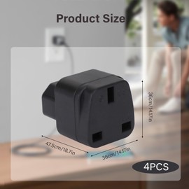C14 to UK Outlet Socket, 4 Pack C14 to UK Adapter for Business Family Travel Outdoor, IEC 60320 Plug, IEC to UK Socket to Standard 2 Gang UKMains Female Sockets Conversion Adapter