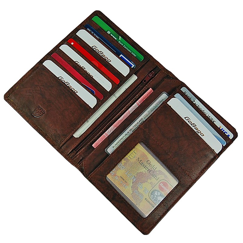 GoBago Leather Wallet RFID Travel Case Passport ID Folder Vaccination