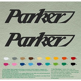 Parker Pair Compatible Replacement Decals Vinyl Stickers Boat Outboard Motor Set of 2 (24" X 5", Black 070)