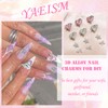 YAEISM 12PCS Nail Art Charms Crystal Heart Nail Charms 3D