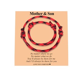 Mothers Day Gifts for Mom from Daughter Son Mom and Son Matching Bracelets,Mommy and Me Bracelets,Matching Bracelets Set Birthday Gifts(Red)