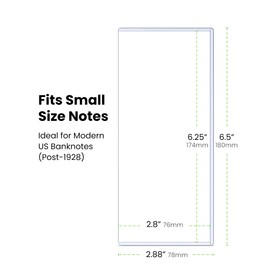 HYARUAT Currency Toploader - Premium Dollar Bill Holders, Transparent Blue, Durable Protective Sleeves for Bills, Currency Notes & Banknotes (25 Pack)