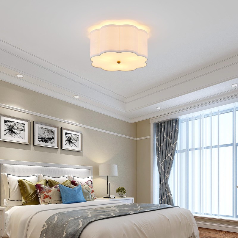 Widluth Modern Drum Semi Flush Mount 3-Light Gold Ceiling Lighting