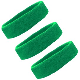 Kenz Laurenz Sweat Bands/Headbands for Women Men/Elastic Sports Sweatband Athletic Stretchy Head Band Workout Running Basketball Tennis Moisture Wicking Terry Cloth Set Keep Sweat Hair (Green)