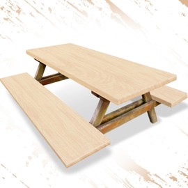 BBTO 3 Pieces Vinyl Picnic Table and Bench Fitted Tablecloth Cover 72" x 30" Waterproof Elastic Table Cover Flannel Backed Table Cloth Rectangular Fitted Cover for Table (Dark Wood Grain Pattern)