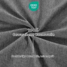 TOCOMOA Cushion Cover 45 x 45 cm Set of 2 - 100% Washed Cotton Cushion Covers Oeko-Tex Certified, Linen Look and Breathable Cushion Slip, Dark Grey Pillowcase with Zip