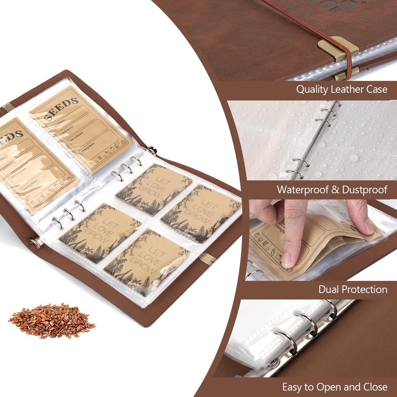 Seed Storage Organizer, Seed Packet Organizer Binder with 80Pcs Garden