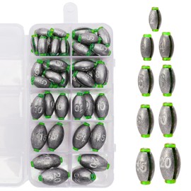 MONCAP Pack of 50 Fishing Lead Fishing Weights Lead Fishing Removable Lead 2g 3g 4g 5g 6g 8g 10g 15g 20g Fishing Ground Lead Dropshot Lead Fishing Accessories for Outdoor Sports Fishing Deep Sea