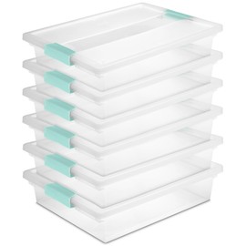 Sterilite Sterilite 6-Pack Clip Box, Clear Storage for Crafts, Supplies and Office Items, Large