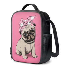 JIMOWANG Insulated Lunch Bag with Shoulder Strap and Bottle Holder, Portable Thermal Lunch Bag for School, Travel, Picnic