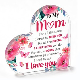 Mom Gifts for Mothers Day Gifts for Moms from Daughter Son Birthday Christmas I Love You Mom Heart Shaped Acrylic Block for Moms