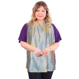 DinerWear - Cravaat® Dining Scarf, Adult Bibs with Snap Closure, Stain Resistant, Wrinkle Resistant, Dryer Safe, and Machine Washable Adult Bibs, Elderly Gifts, 14 Inches x 26 Inches, Green/Blue