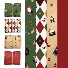Aobkiat Christmas Tissue Paper,24 Sheets Red Green Gift Wrap Paper for Present Boxes,Xmas Gift Wrapping Bags,Wine Bottles,New Year Decorations,DIY Craft,20×15inch/Sheets
