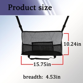 Piburth Car Net Pocket Handbag Holder, Organizer Mesh Bag Between Front Seats, Driver Storage Netting Pouch for Handbag Purse, Universal Car Accessories for Women and Men, Pet/Kids Car Barrier (Black)