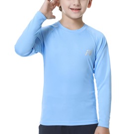 MEETWEE Jungen Mädchen Langarm Rash Guard Weste Kinder Schwimmen Top UV Sonnenschutz Schwimmshirt Kinder Badeshirt