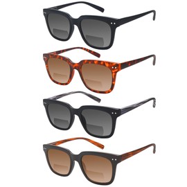 fadbon 4 Pack Bifocal Sunglasses for Women Men,UV400 Sun Protection Reading Sunglasses Outdoors Readers Eyewear Matte(4C,Mix,1.5,x)