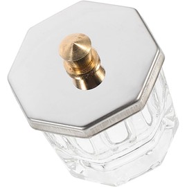 Plato Dappen para Uñas Acrílicas de Vidrio, Mini Octagonal Tapa Metálica, Uso Doméstico y Profesional, para Uñas Naturales y Postizas