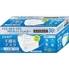 Kami Shoji Elmore Non-Woven Mask, Regular Size, 30 Sheets x 3 Pieces