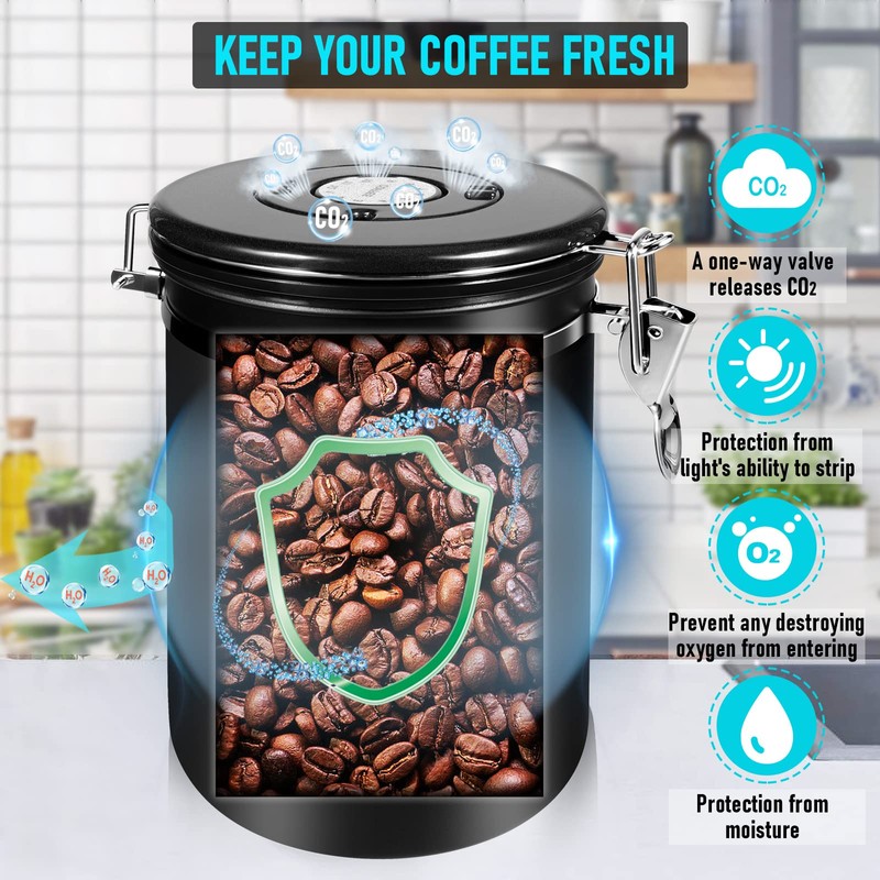 Coffee Canister Airtight 35OZ Large, 2.2 lbs Coffee Storage Container