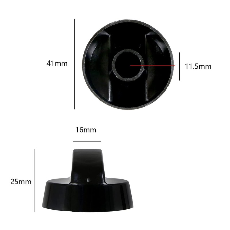 CAM2 Universal Control Knobs, Pack of 4, Black Control Knobs