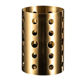 Fayelume Stainless Steel Utensil Holder, Gold Utensil Holder, Metal Drying with Drain Holes, Chopstick Holder for Kitchen Counter Cooking Countertop