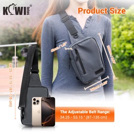 KIWIFOTOS Small Sling Bag Crossbody Bag for Men Women Water Resistant Chest Bag with Zipper, Shoulder Bag for Travelling Hiking Cycling Camping Outdoor Sports (Gray)