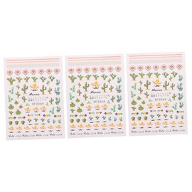 minkissy 3pcs Cactus Nail Stickers for Women DIY Nail Art Decals Tropical Patterns for Parties and Creative Designs
