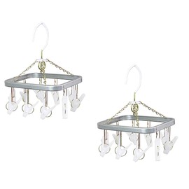 Nishida 225258 Mini Square Hangers, ZS, 10 Pinch Included, Set of 2, Made in Japan, Socks, Handkerchief, Gloves, Small Items, Living Alone, Space Saving, Simple, Stylish